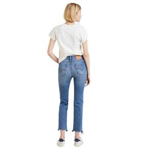 LEVI’S 724 HIGH RISE STRAIGHT DISTRESSED RAW HEM JEANS